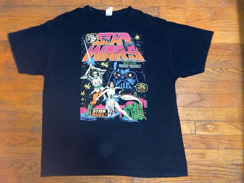 Star Wars Star Duel T-Shirt Size XL Black Comic Retro